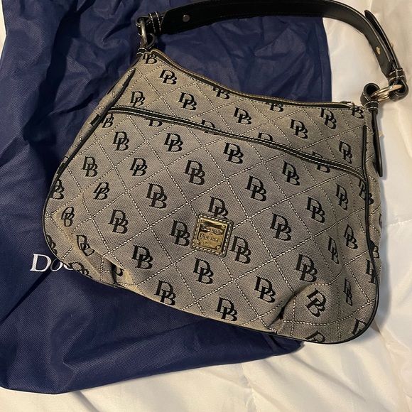 Dooney & Bourke Navy and Gray Logo Shoulder Bag - Picture 1 of 8